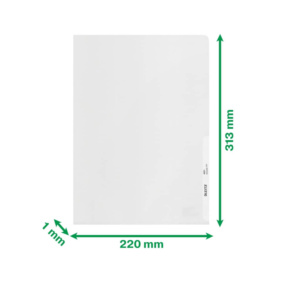 4001 Sichthülle Recycle - A4, PP, genarbt, dokumentenecht, 25 Stück, farblos