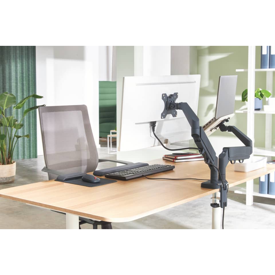 6538 Monitor- und Laptoparm Dual - höhenverstellbar, samtgrau
