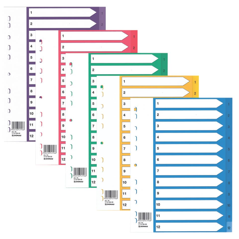 Register Fresh Color, A4, 1-12, sortiert