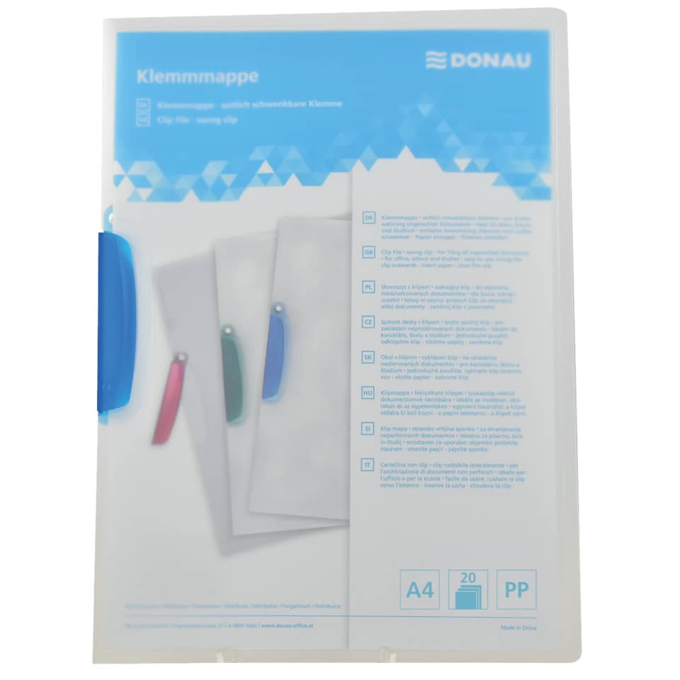 Klemmmappe, A4, 40 Blatt, PP, blau