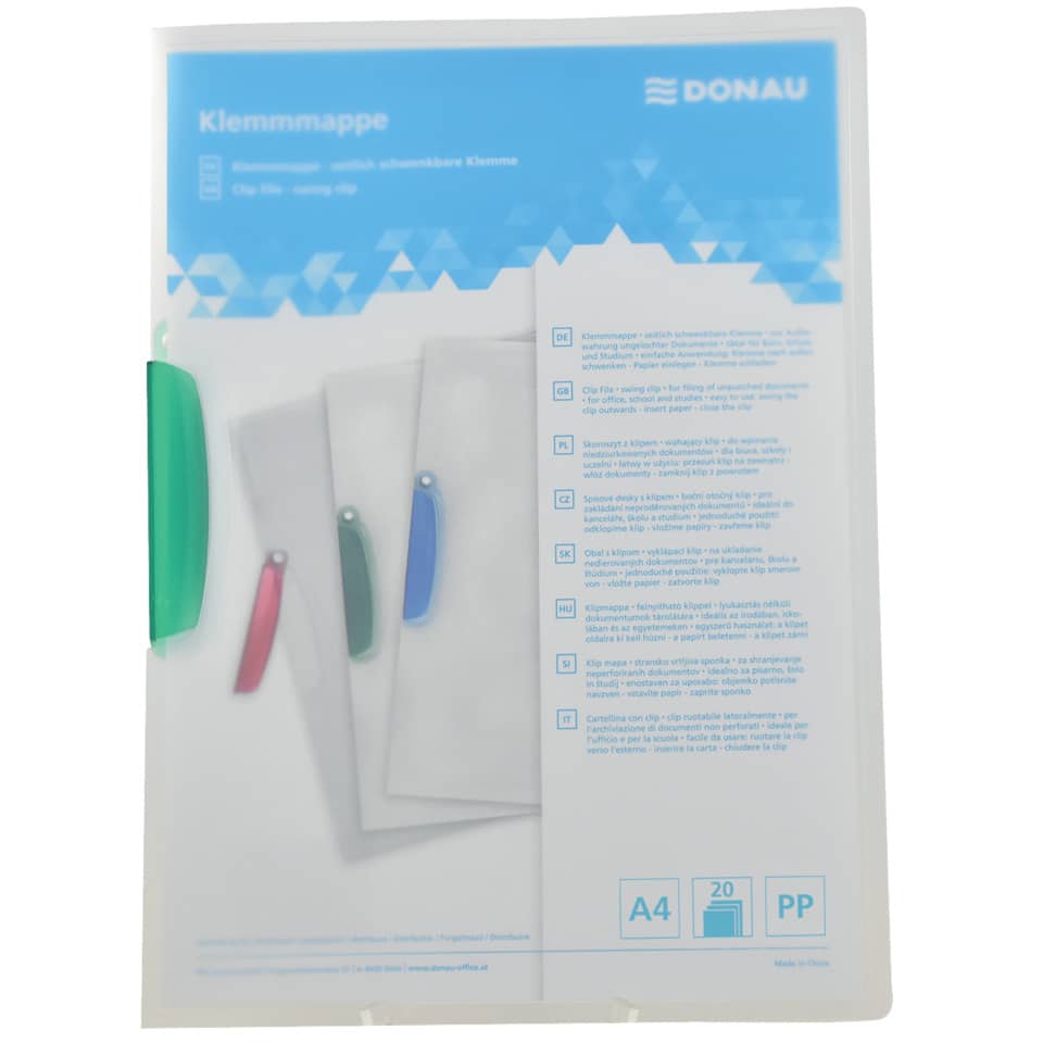 Klemmmappe, A4, 40 Blatt, PP, grün