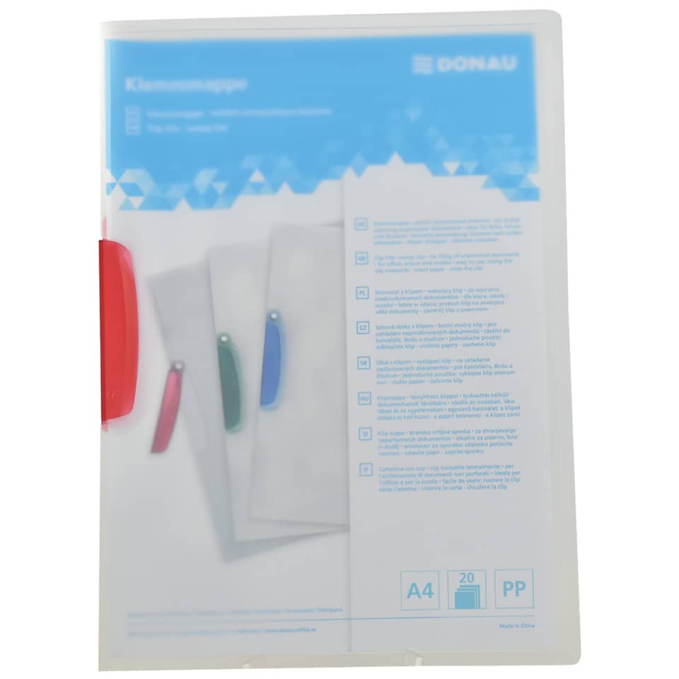 Klemmmappe, A4, 40 Blatt, PP, rot