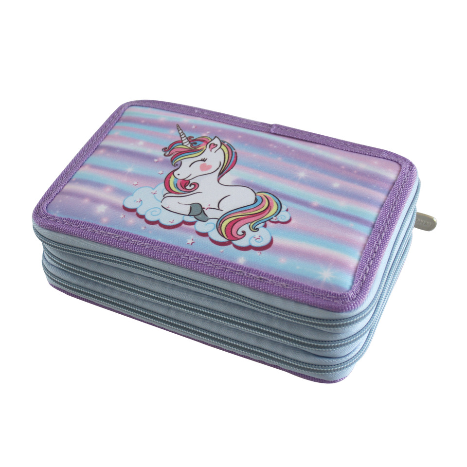 Schüleretui Einhorn, 3-Stock, gefüllt