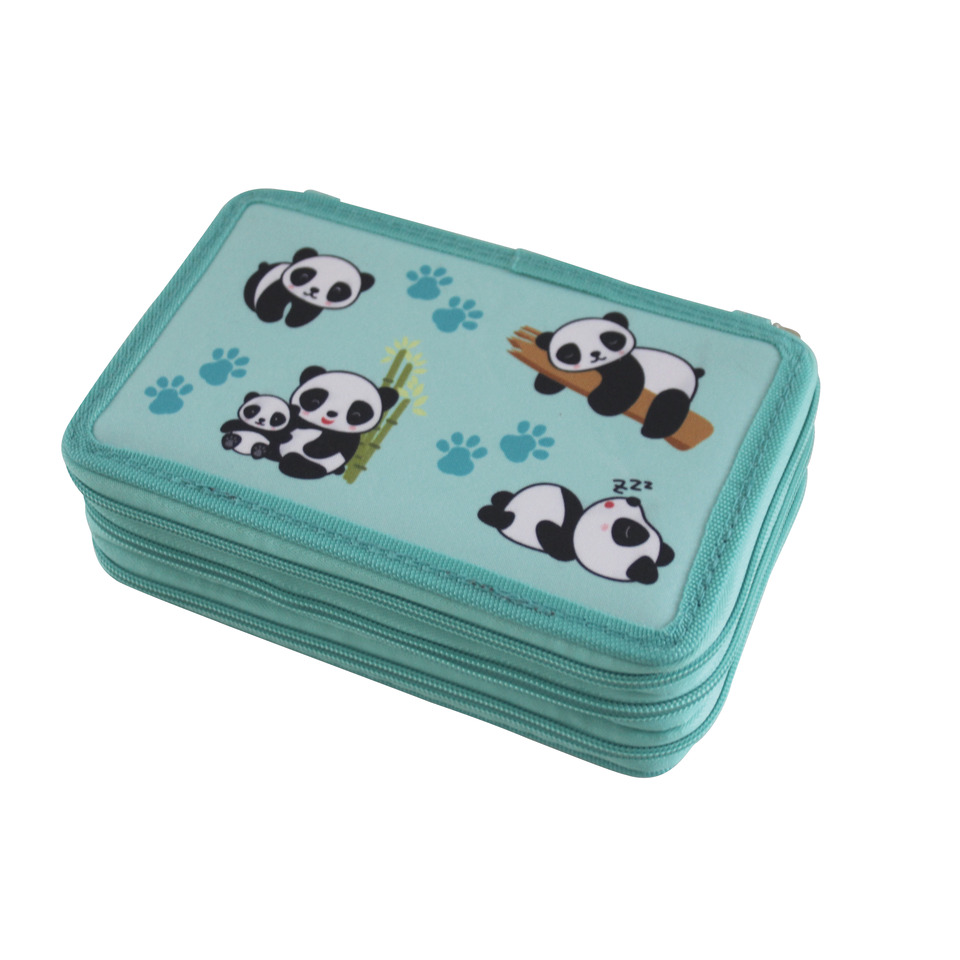 Schüleretui Panda, 3-Stock, gefüllt