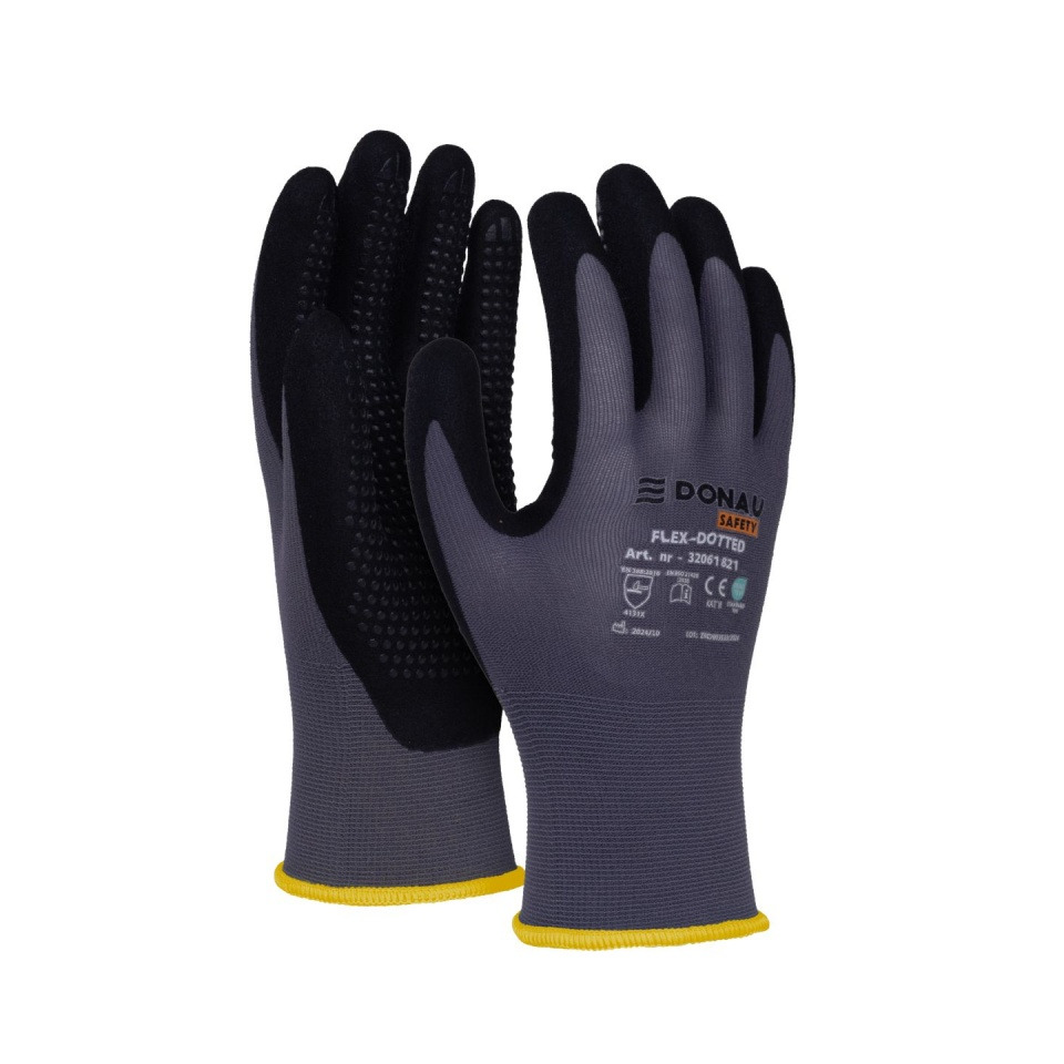 Arbeitshandschuh Professional, Größe 8=M, Noppen, Kategorie II, grau/schwarz Kategori II