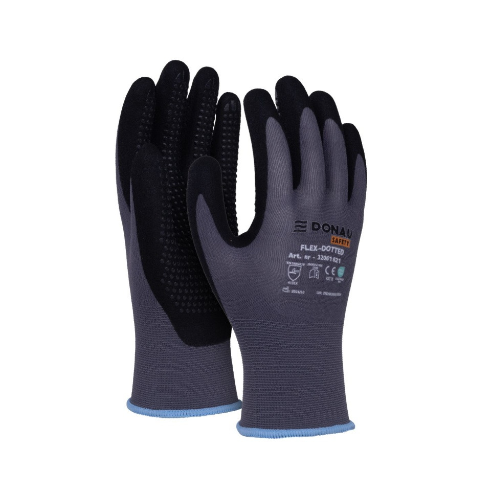 Arbeitshandschuh Professional, Größe 9=L, Noppen, Kategorie II, grau/schwarz
