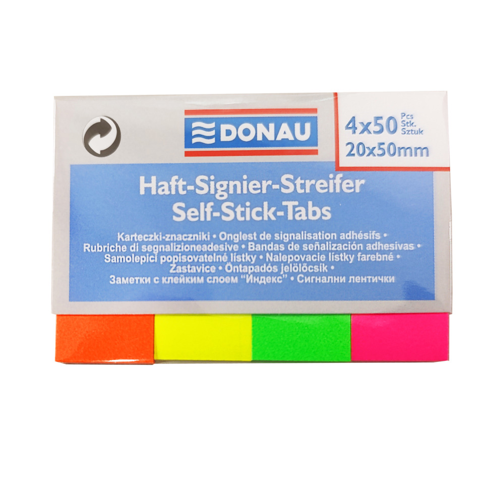 Indexstreifen, 20 x 50mm, 4 x 50 Blatt, farbig sortiert
