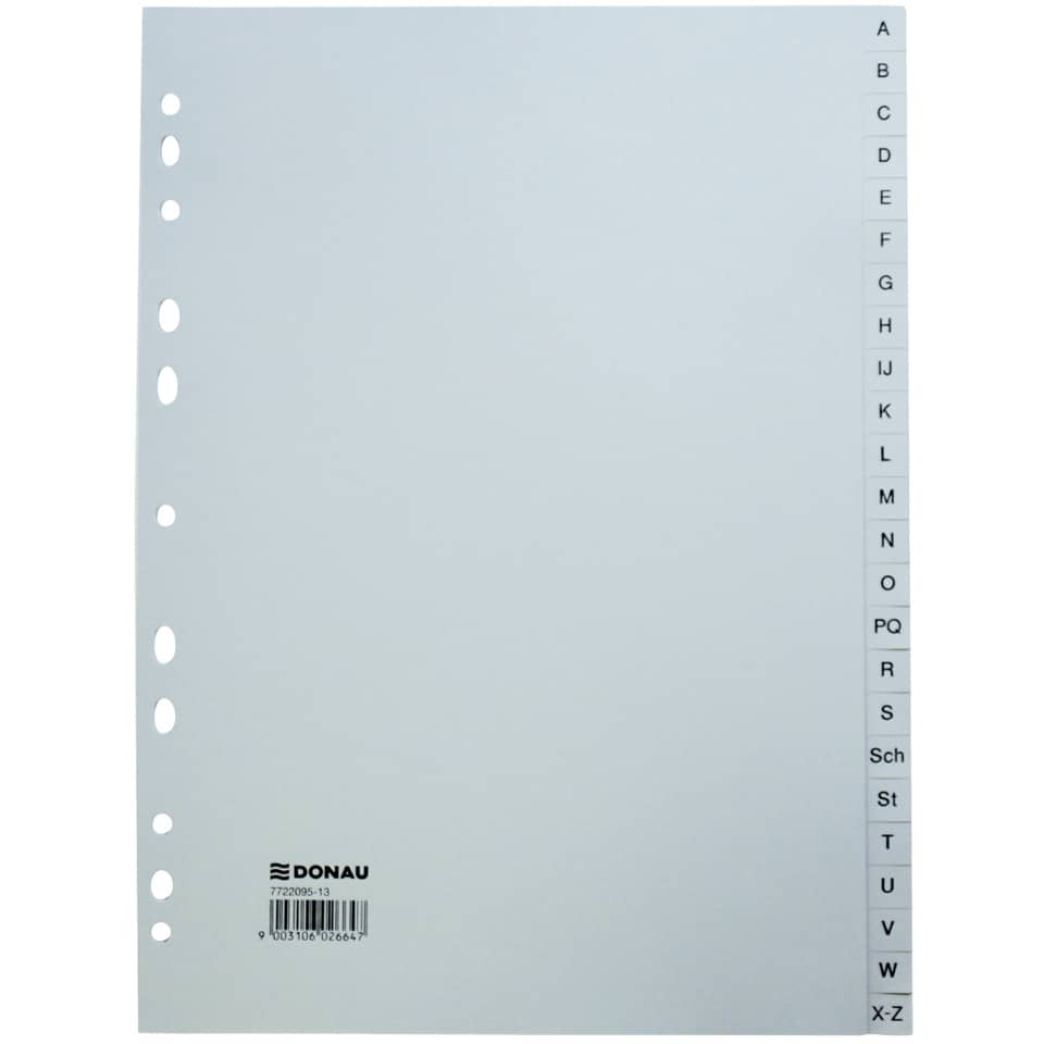 Ordnerregister A-Z, 24-teilig, 22,5x29,7cm, grau