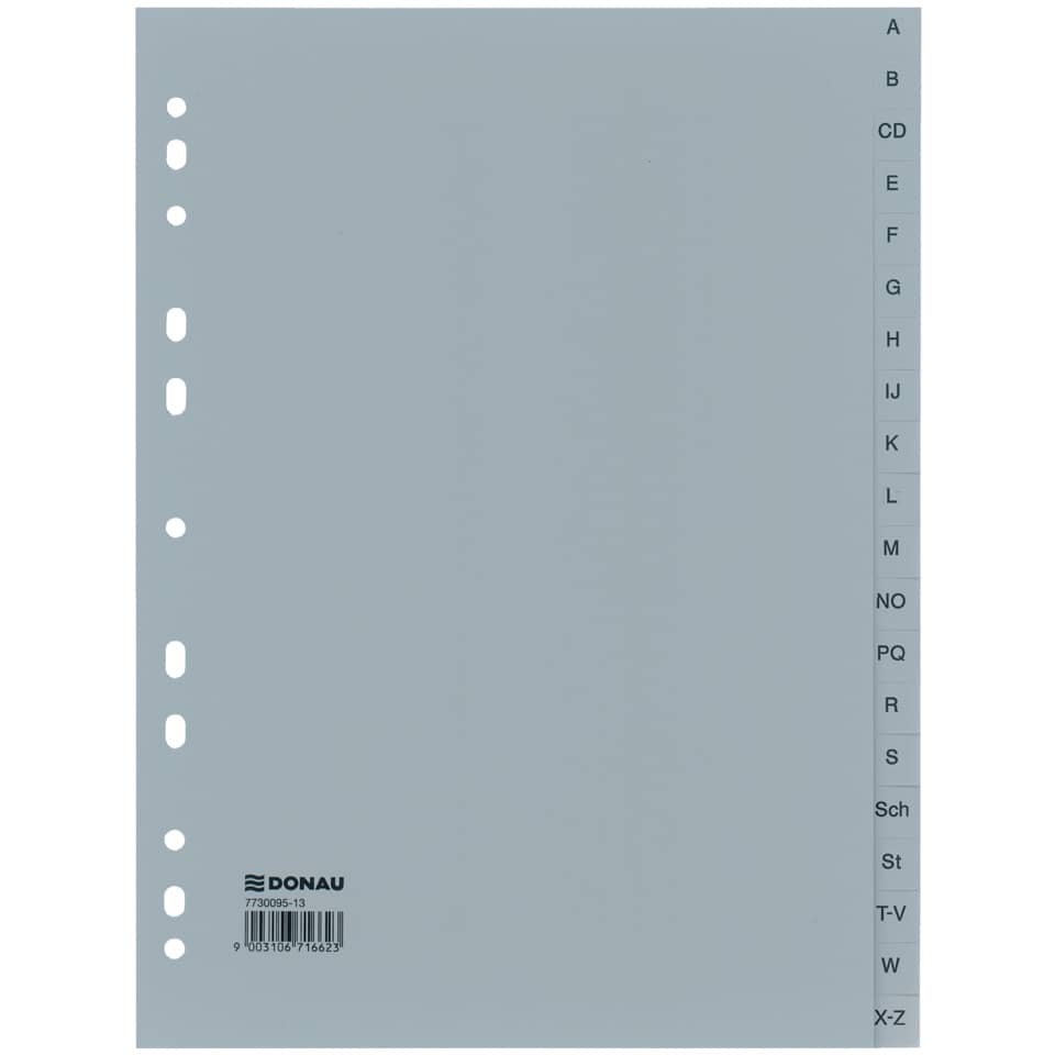 Ordnerregister A-Z, 20-teilig, 22,5x29,7cm, grau