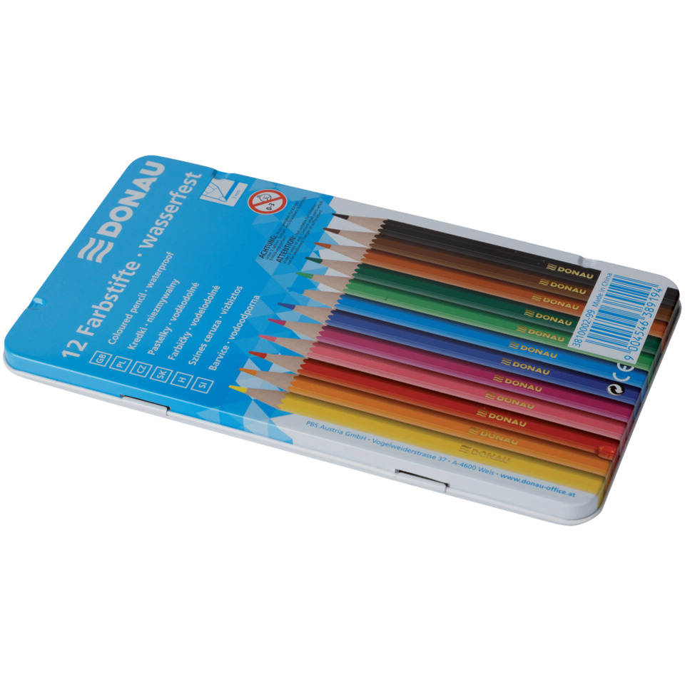 Farbstifte - 3 mm, 12 Farben, Metalletui