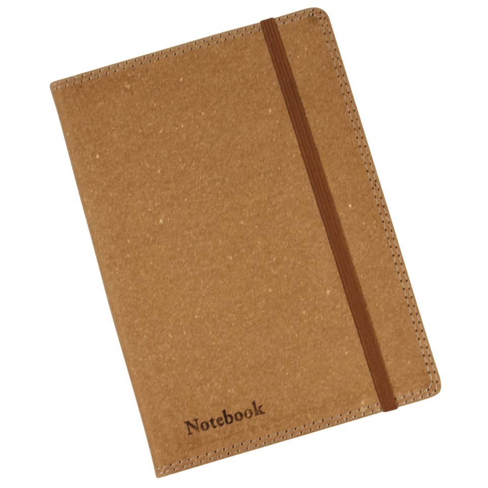 Notizbuch, A5, Recyceltes Leder, braun