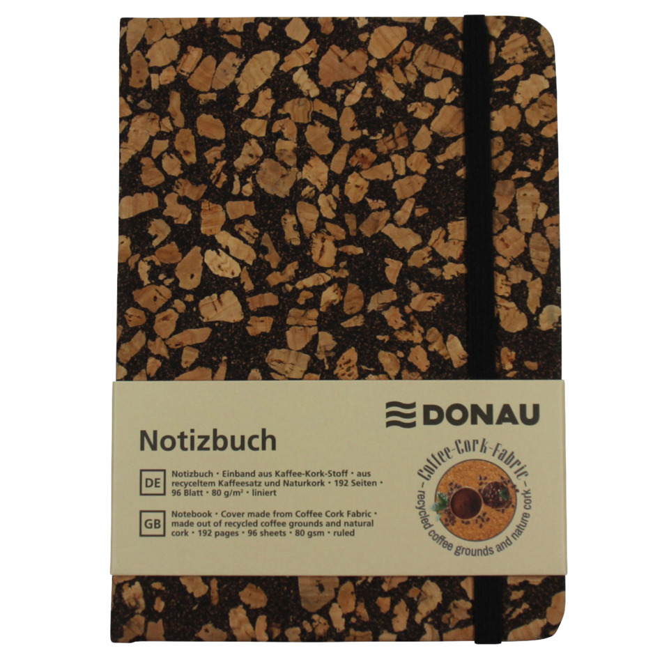 Notizbuch - A6, liniert, 96 Blatt, Recycling Kaffee-Kork-Stoff