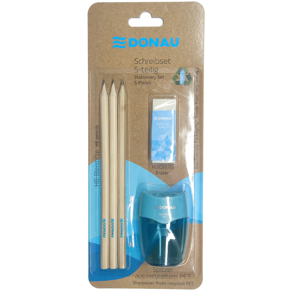 Schreibset Bleistift ÖKO - 5-tlg., blau, Bisterkarte
