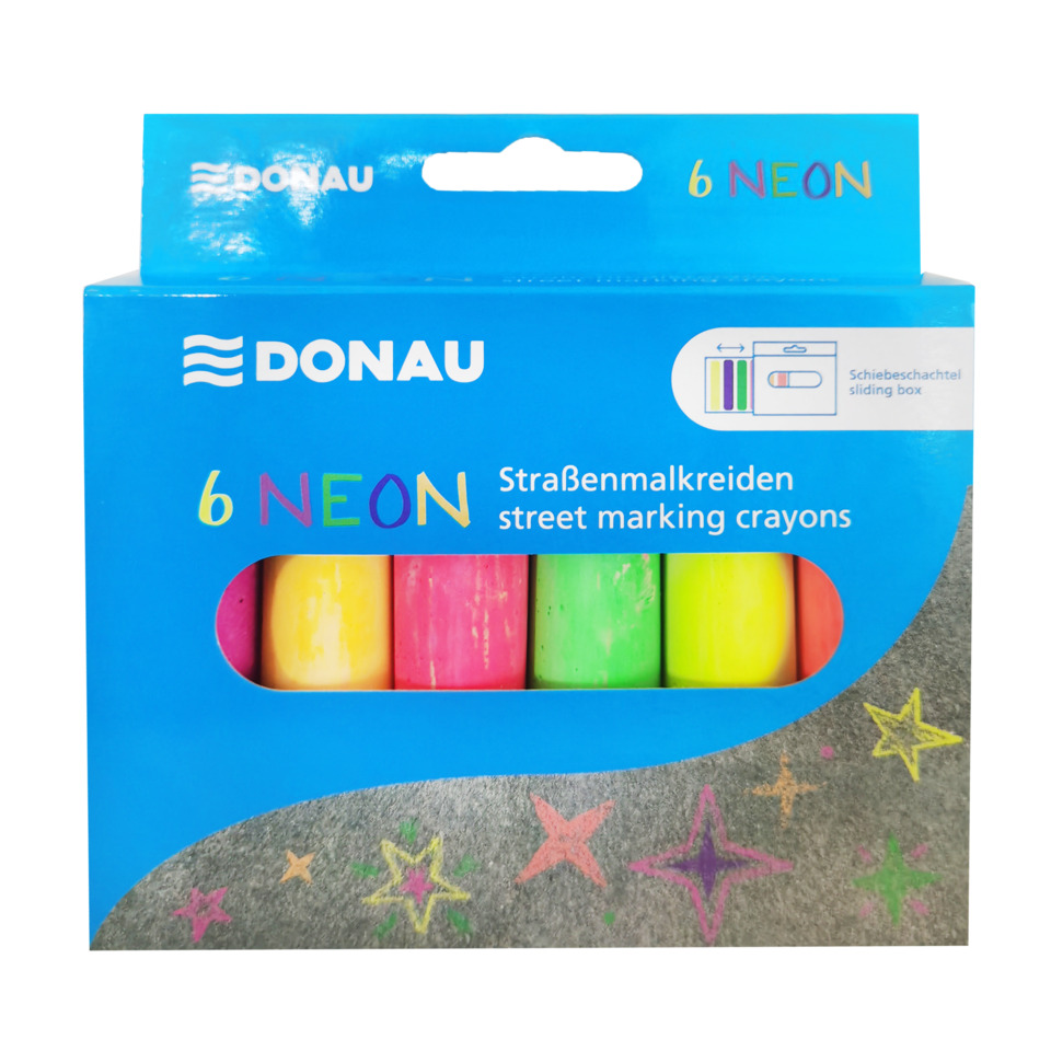 Straßenmalkreide NEON - 6 Stück, sortiert