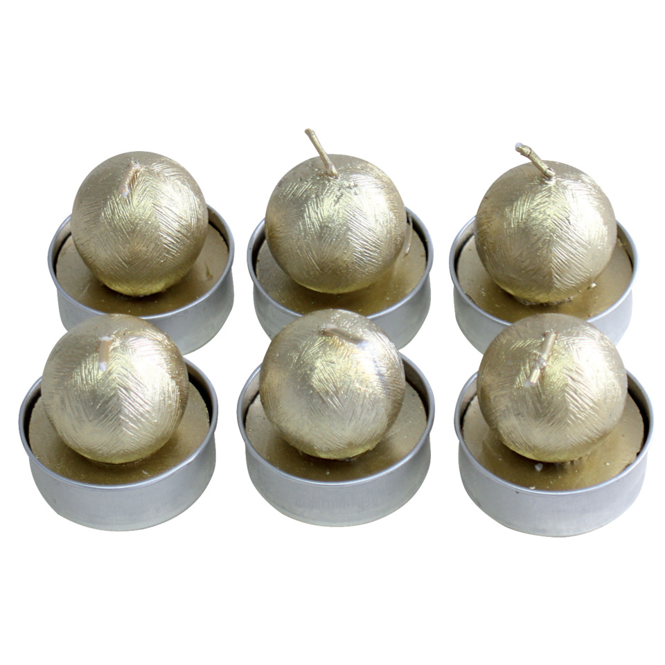 Teelichter Weihnachten "Kugel" - gold, 6 Stück