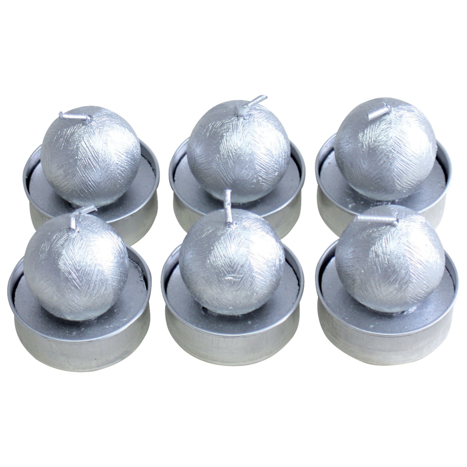 Teelichter Weihnachten "Kugel" - silber, 6 Stück