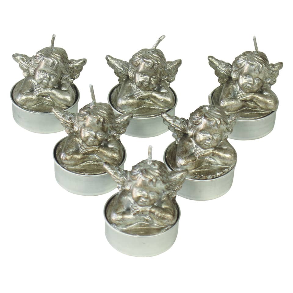 Teelichter Weihnachten "Engel" - altsilber, 6 Stück