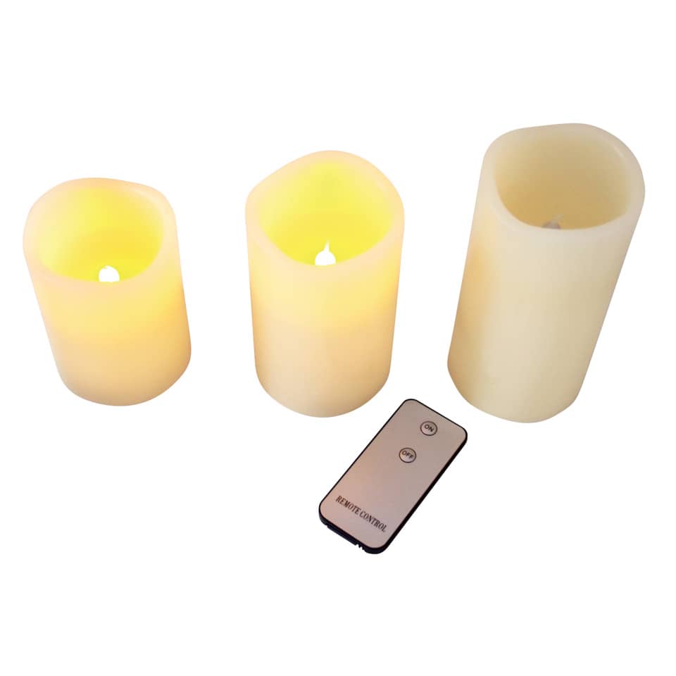 LED Kerze mit Fernbedienung, 3er Packung sortiert 45026