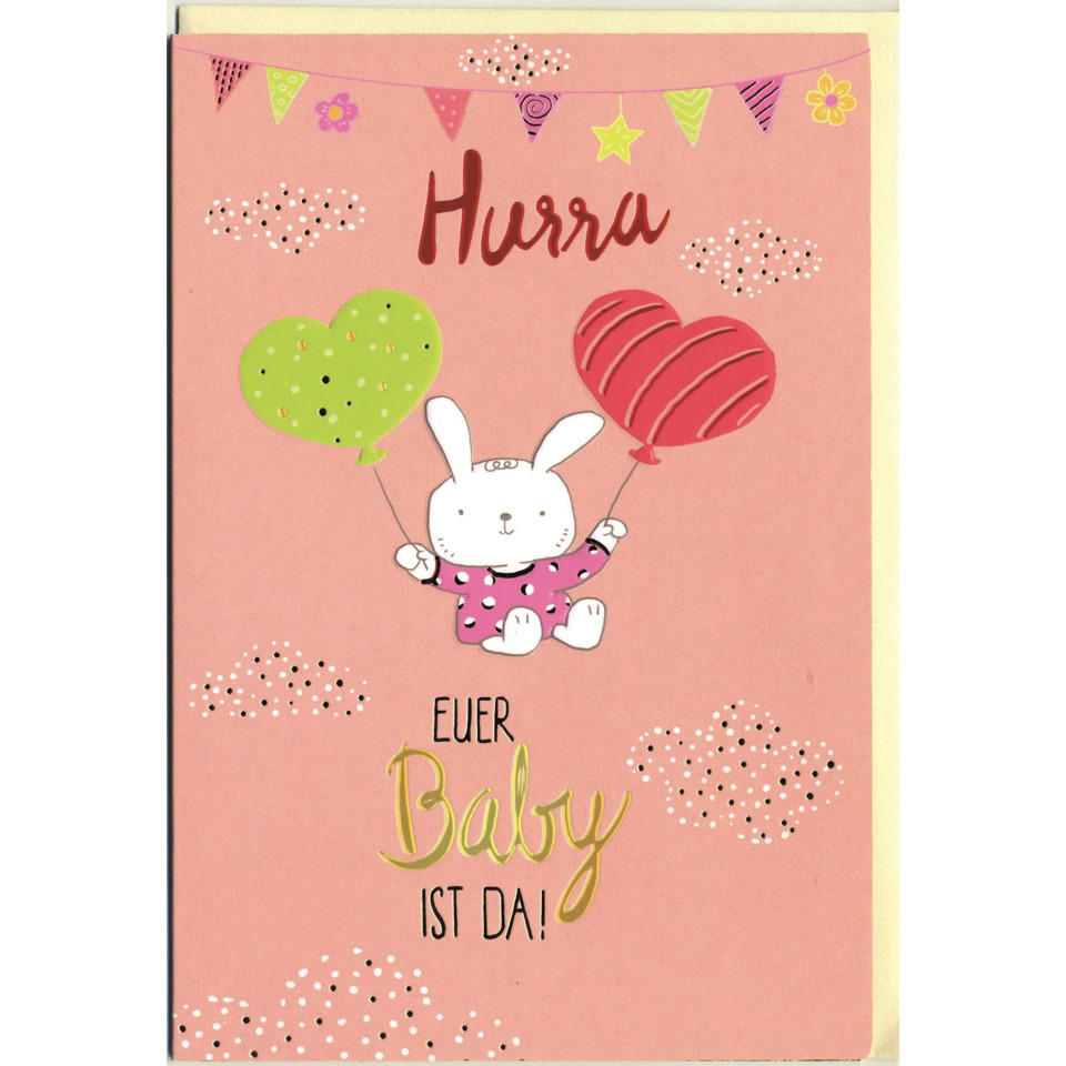 Freudiges Ereignis geprägt - rosa, inkl. Umschlag