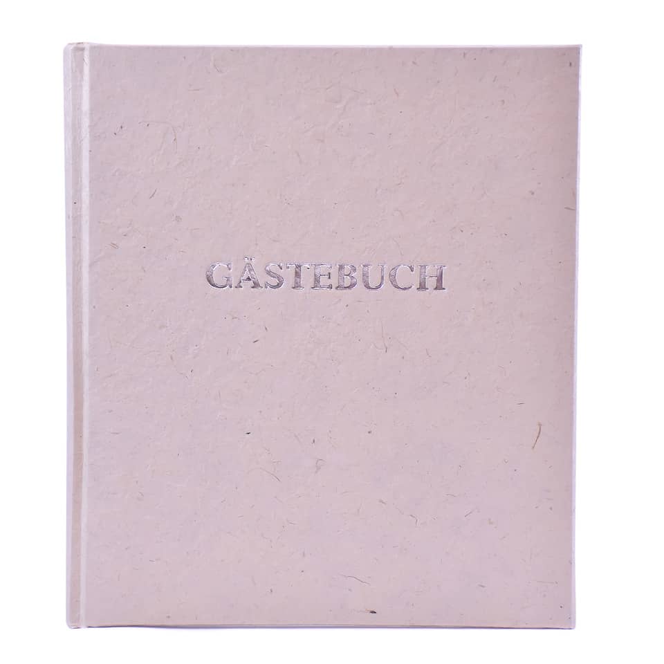 Gästebuch - 21 x 24 cm, mit Wortprägung, creme