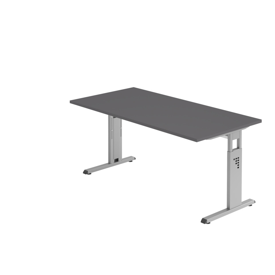 Hammerbacher Schreibtisch C-Fuß - 160 x 65-85 x 80 cm, höhenverstellbar, graphit/silber, mit Montageservice