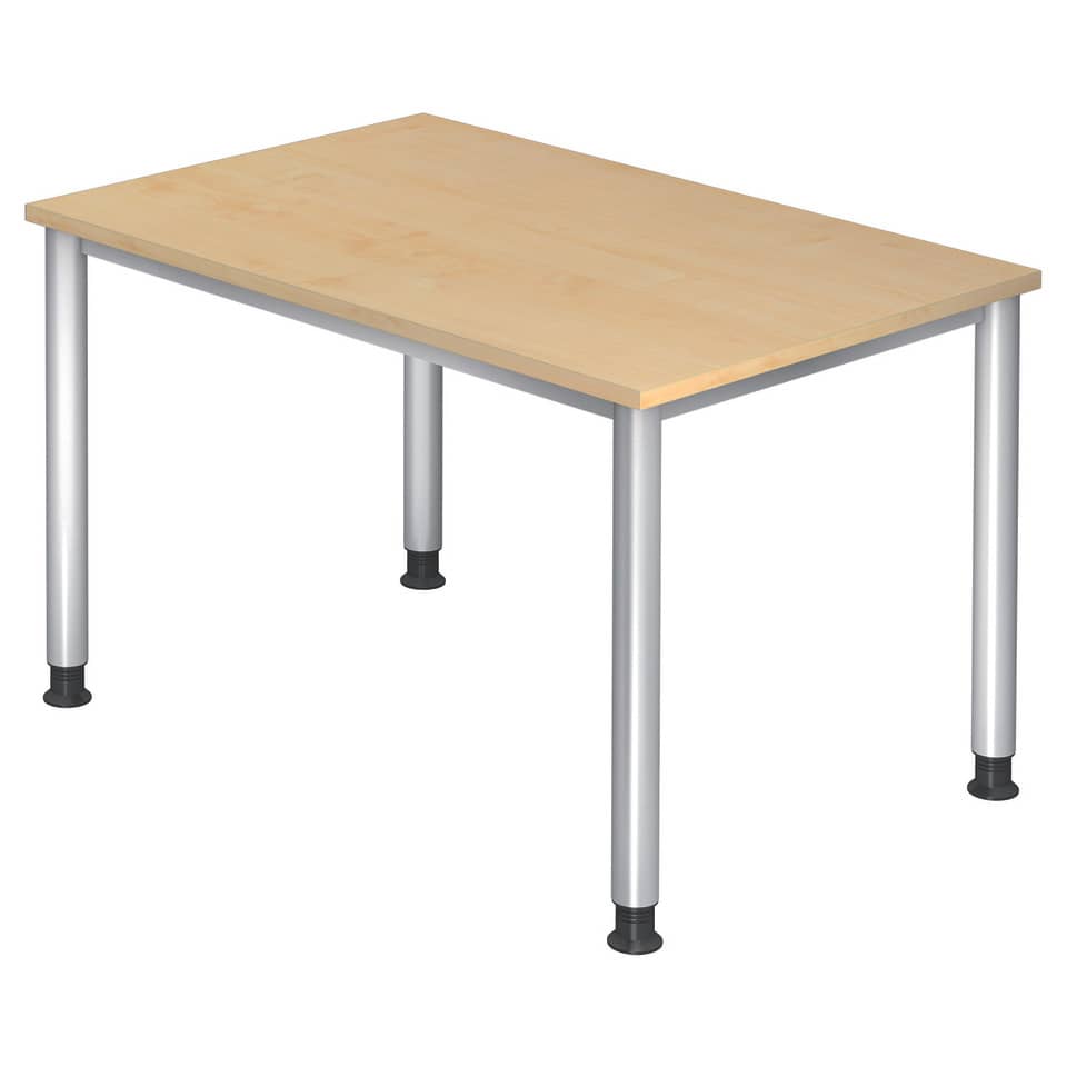 Hammerbacher Schreibtisch 4-Fuß-Gestell rund - 120 x 68-76 x 80 cm, höhenverstellbar, Ahorn/Silber, mit Montageservice