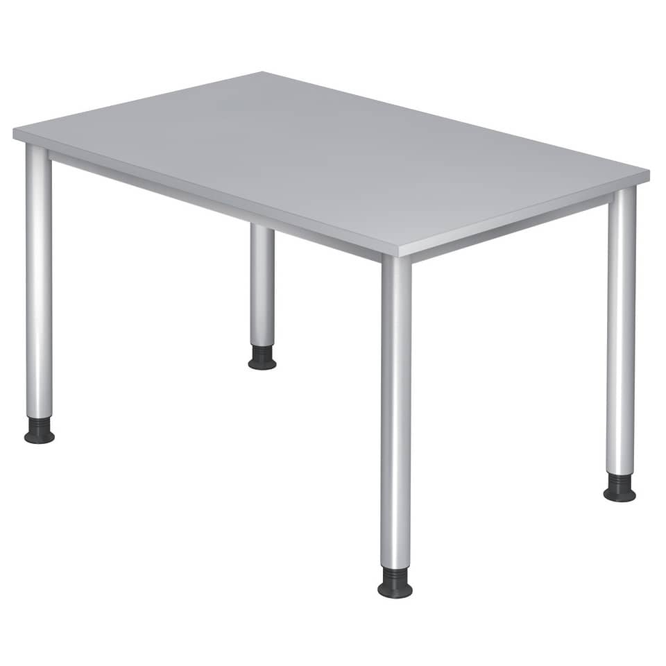 Hammerbacher Schreibtisch 4-Fuß-Gestell rund - 120 x 68-76 x 80 cm, höhenverstellbar, Grau/Silber, mit Montageservice