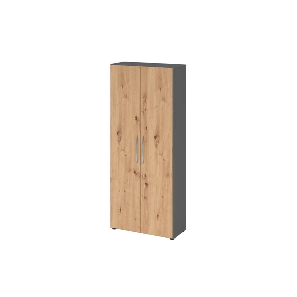 Hammerbacher Flügeltürenschrank - 5 OH, Graphit/Asteiche
