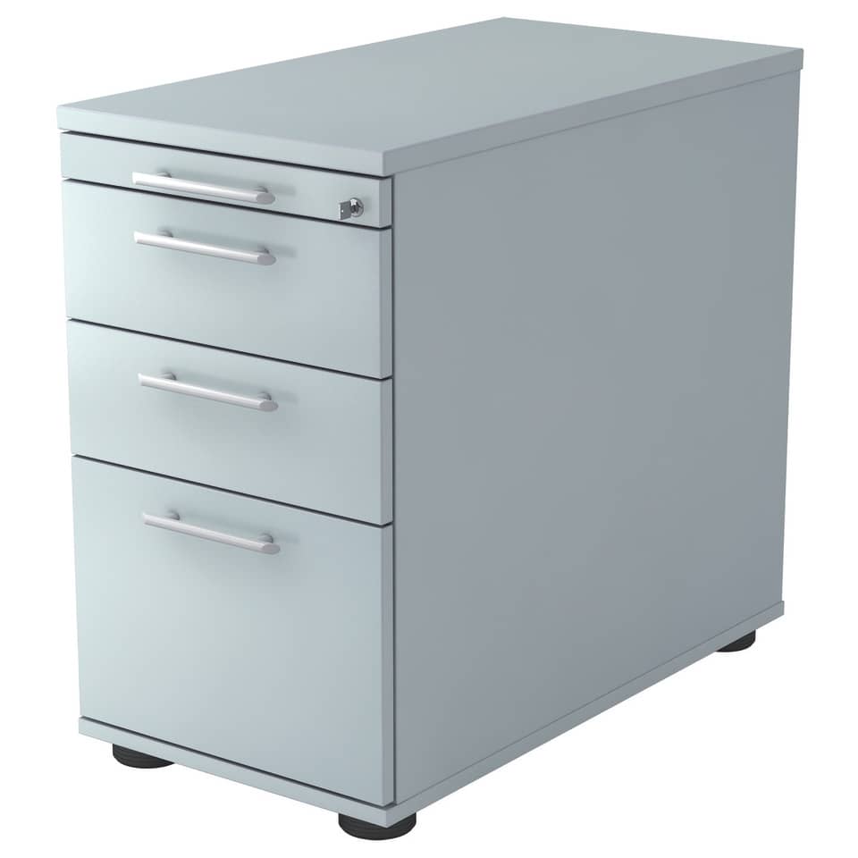 Hammerbacher Standcontainer - 42,8 x 76 x 80 cm, 2 Schübe, Hängeregistratur, Relinggriff, Grau