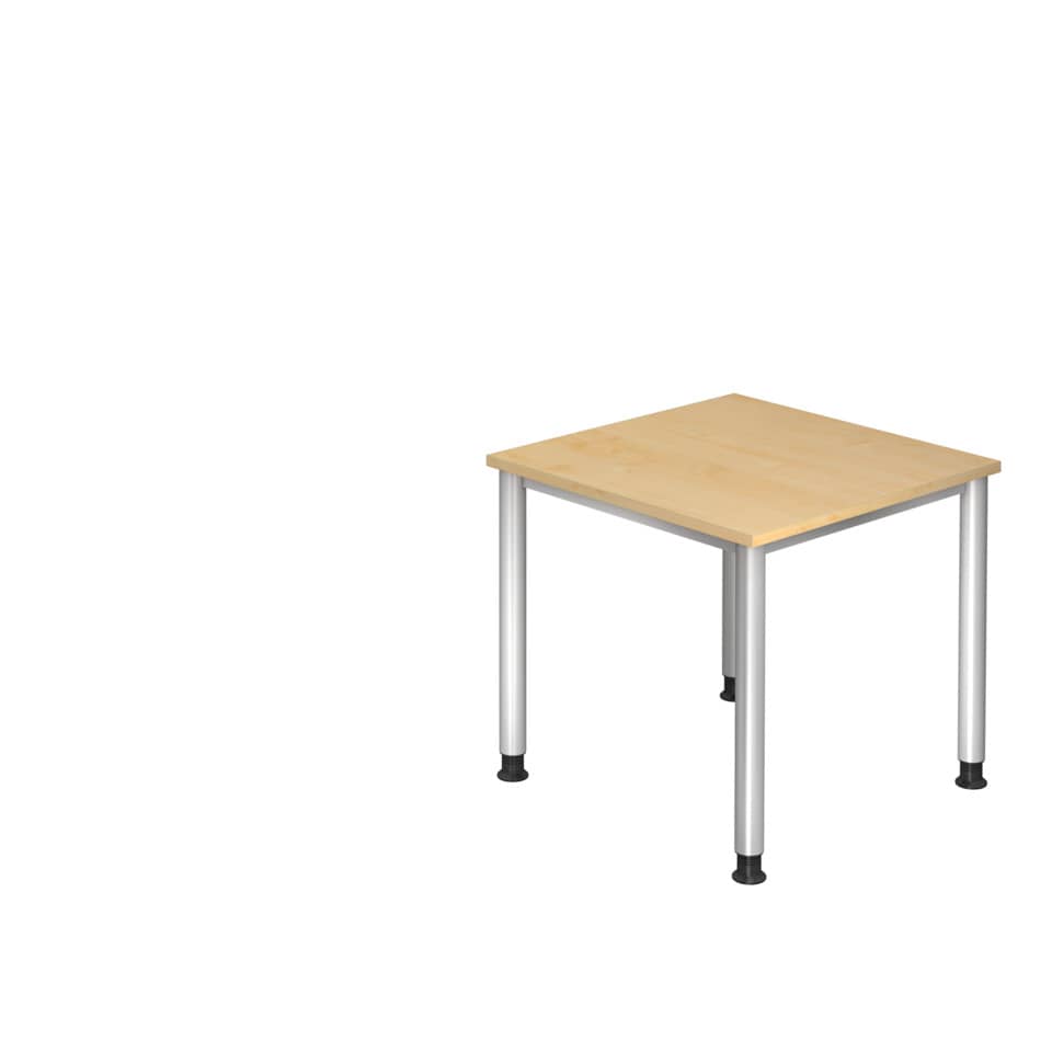 Hammerbacher Schreibtisch 4-Fuß-Gestell rund - 80 x 68-76 x 80 cm, Ahorn/silber