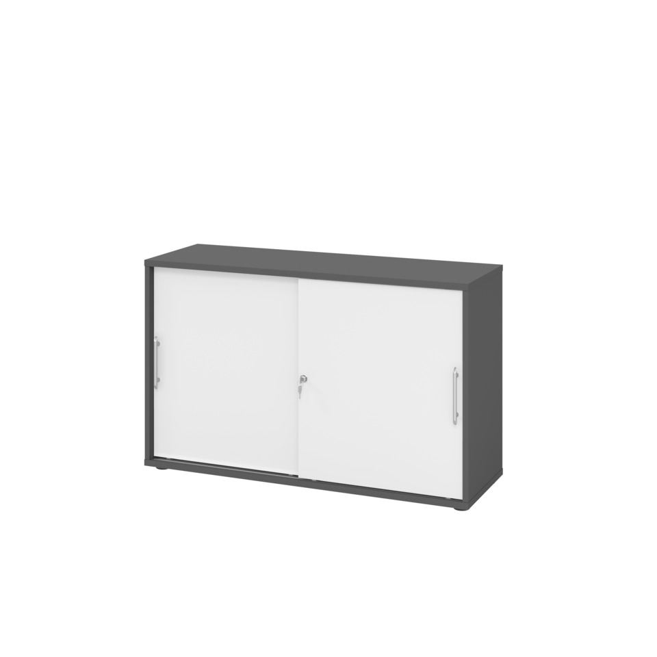 Hammerbacher Schiebetürschrank - 2OH, 120 cm, Relinggriff, graphit/weiß