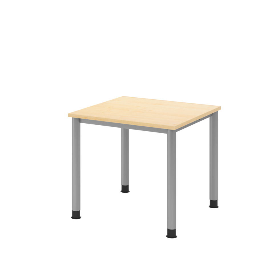 Hammerbacher Schreibtisch 4-Fuß-Gestell rund - 80 x 68-76 x 80 cm, Ahorn/silber
