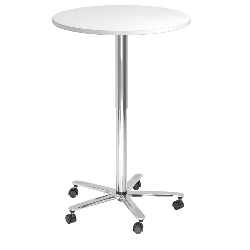 Hammerbacher Besprechungstisch, Ø80cm, höhenverstellbar, weiß/chrome