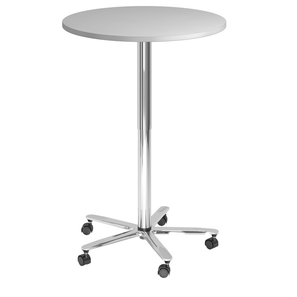 Hammerbacher Besprechungstisch, Ø80cm, höhenverstellbar, grau/chrome