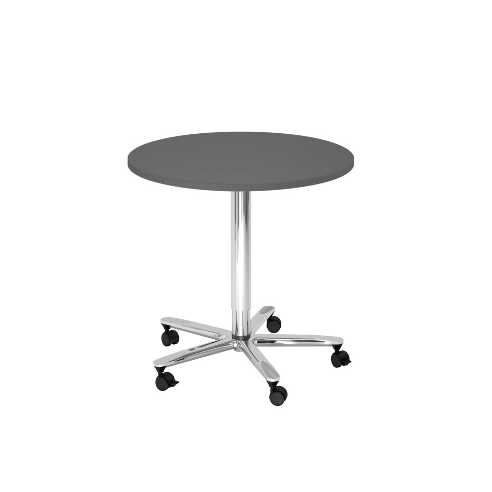 Hammerbacher Besprechungstisch, Ø80cm, höhenverstellbar, graphit/chrome