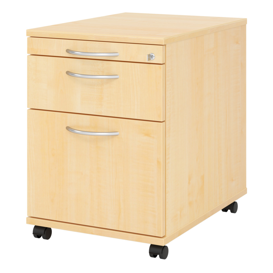 Hammerbacher Rollcontainer - 42,8 x 59 x 58 cm, 1 Schub, Hängeregistratur, Bogengriff, Ahorn