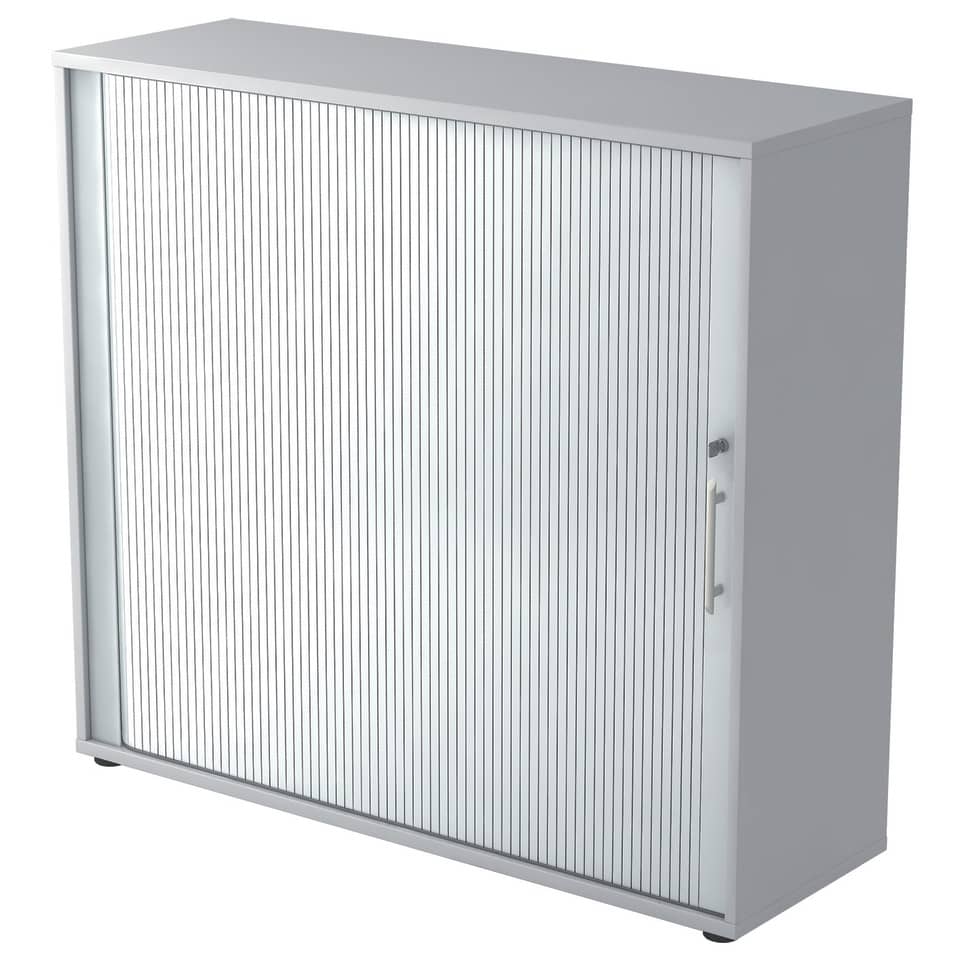 Hammerbacher Rollladenschrank - 3OH, 120 cm, Relinggriff, Grau/Silber