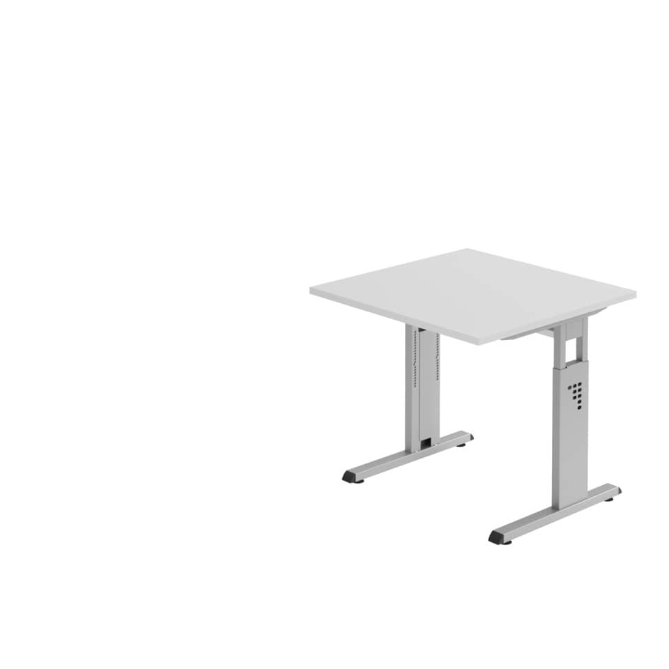 Hammerbacher Schreibtisch C-Fuß - 80 x 65-85 x 80 cm, höhenverstellbar, grau/silber