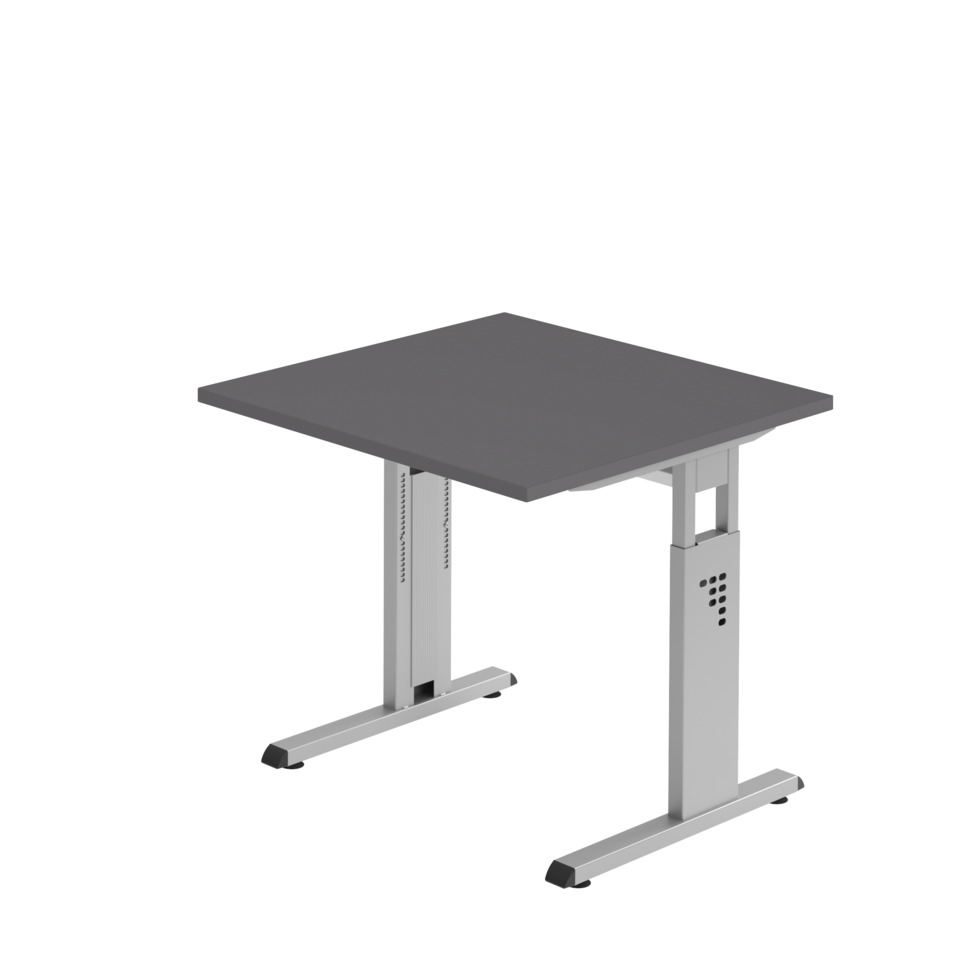 Hammerbacher Schreibtisch C-Fuß - 80 x 65-85 x 80 cm, höhenverstellbar, graphit/silber
