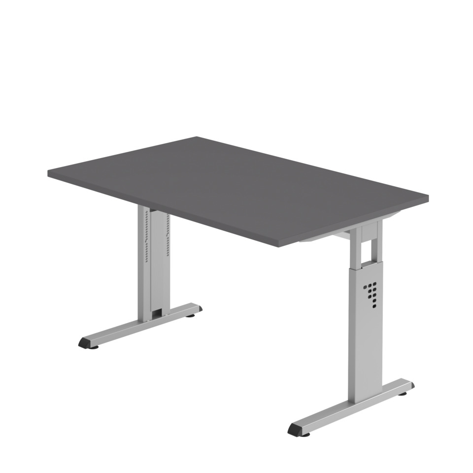 Hammerbacher Schreibtisch C-Fuß - 120 x 65-85 x 80 cm, höhenverstellbar, graphit/silber, mit Montageservice
