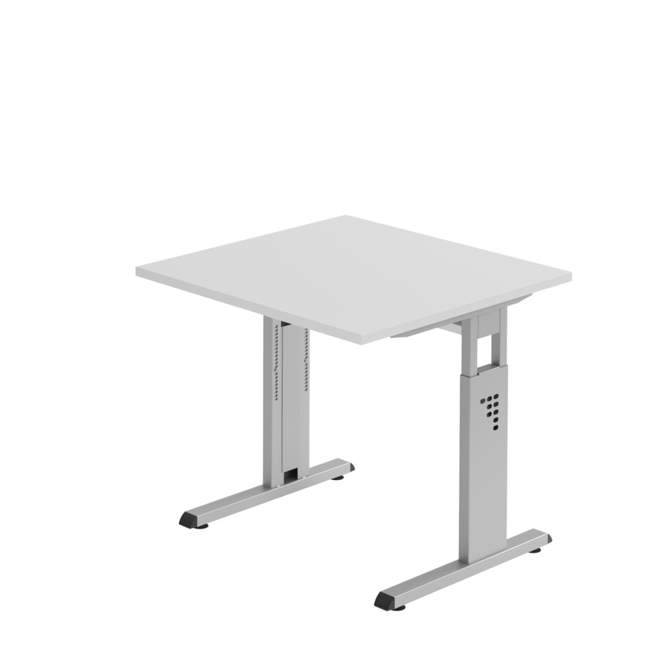 Hammerbacher Schreibtisch C-Fuß - 80 x 65-85 x 80 cm, höhenverstellbar, grau/silber, mit Montage