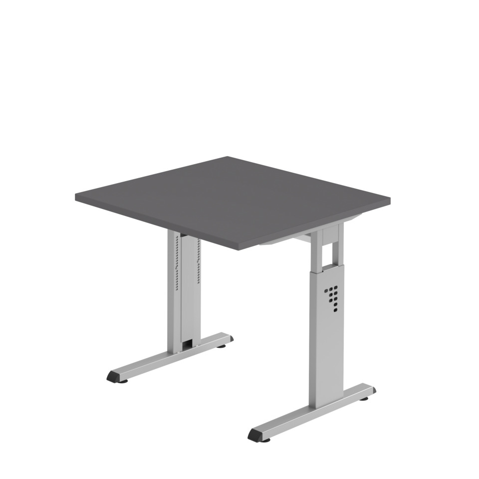 Hammerbacher Schreibtisch C-Fuß - 80 x 65-85 x 80 cm, höhenverstellbar, graphit/silber, mit Montage