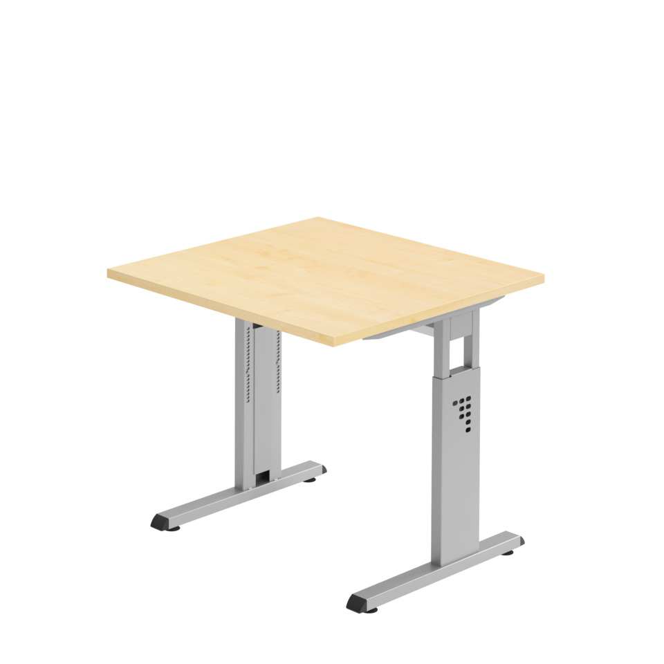 Hammerbacher Schreibtisch C-Fuß - 80 x 65-85 x 80 cm, höhenverstellbar, Ahorn/silber, mit Montage