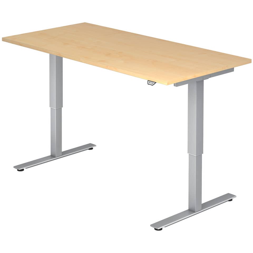 Hammerbacher Sitz-Steh-Schreibtisch mit T-Fuß - 160 x 72-119 x 80 cm, elektr. höhenverstellbar, Ahorn