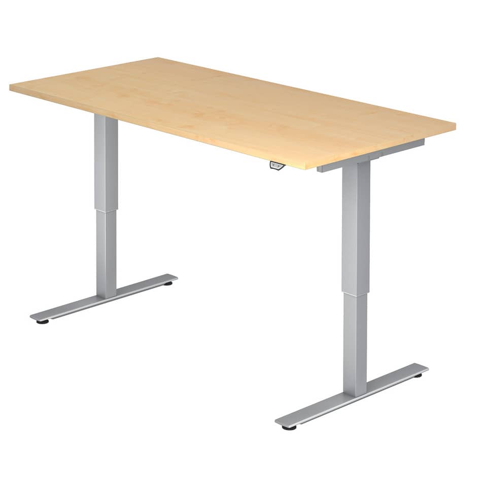 Hammerbacher Sitz-Steh-Schreibtisch mit T-Fuß - 160 x 72-119 x 80 cm, elektr. höhenverstellbar, Ahorn, mit Montageservice