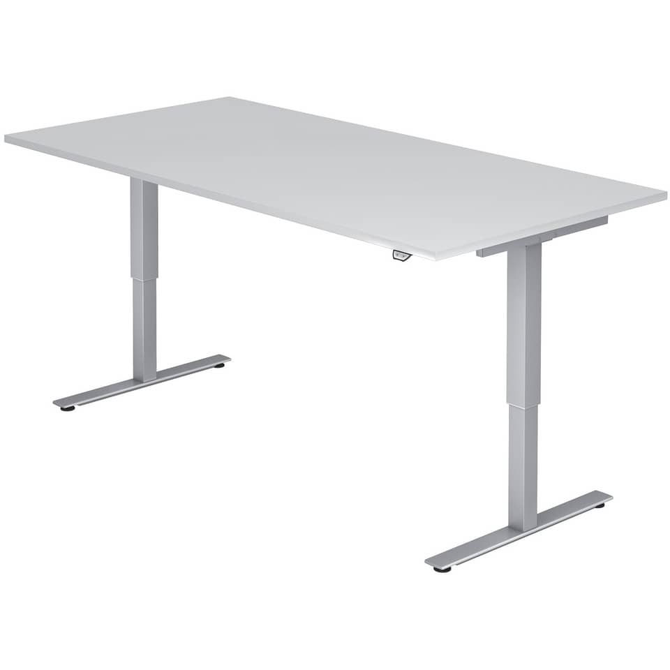 Hammerbacher Sitz-Steh-Schreibtisch mit T-Fuß - 180 x 72-119 x 80 cm, elektr. höhenverstellbar, weiß