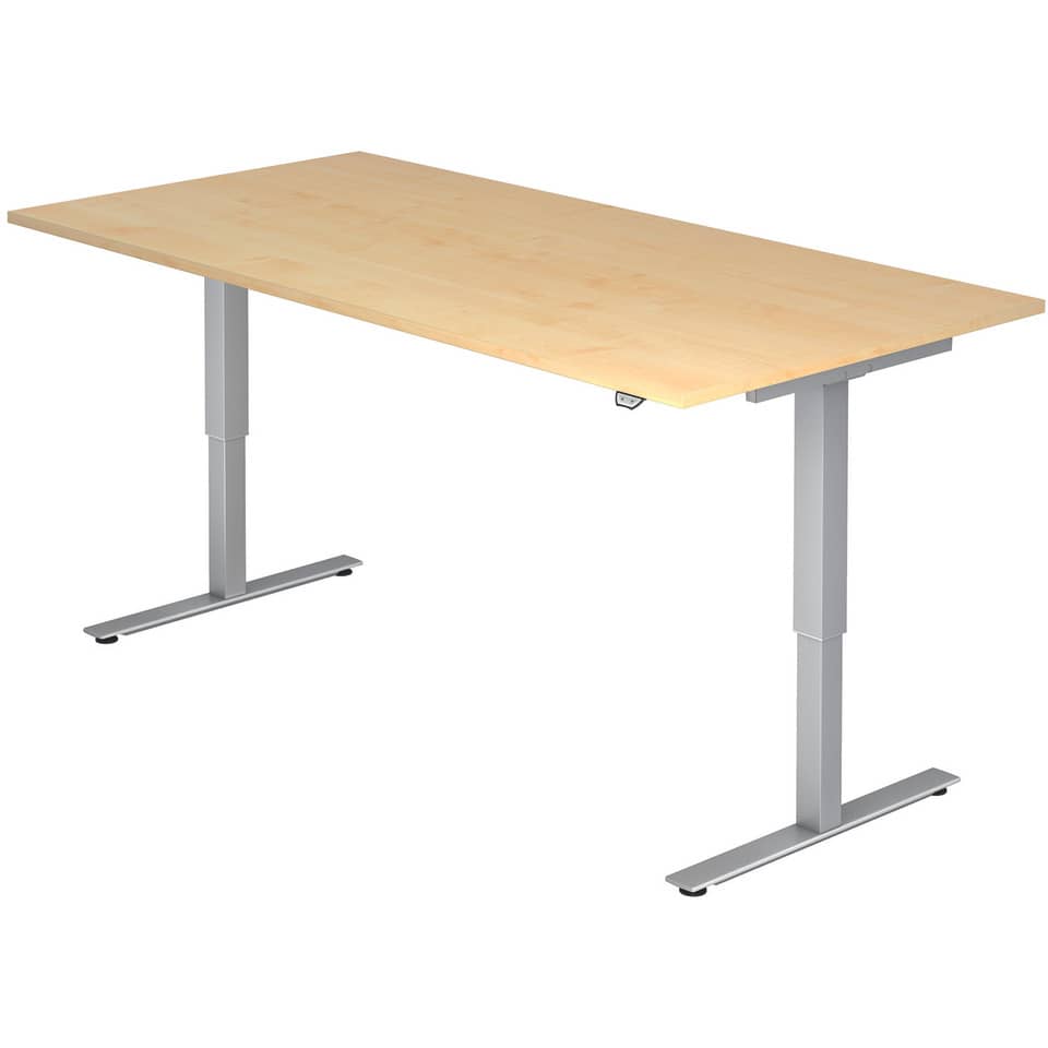 Hammerbacher Sitz-Steh-Schreibtisch mit T-Fuß - 180 x 72-119 x 80 cm, elektr. höhenverstellbar, Ahorn