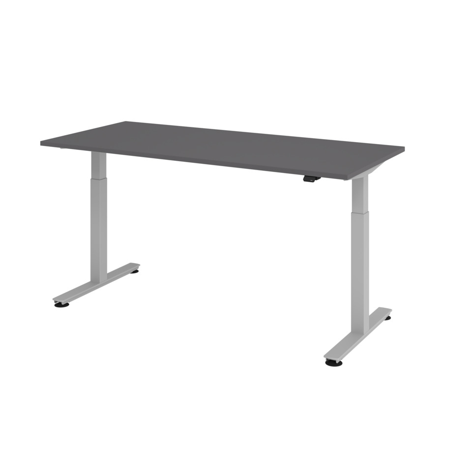 Hammerbacher Sitz-Steh-Schreibtisch mit T-Fuß - 180 x 72-119 x 80 cm, elektr. höhenverstellbar, graphit