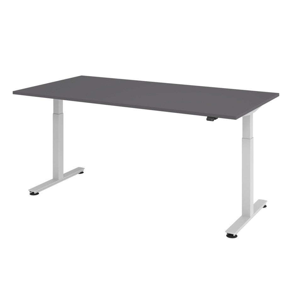 Hammerbacher Schreibtisch T-Fuß elektrisch - 200 x 73-119 x 100 cm, graphit/silber