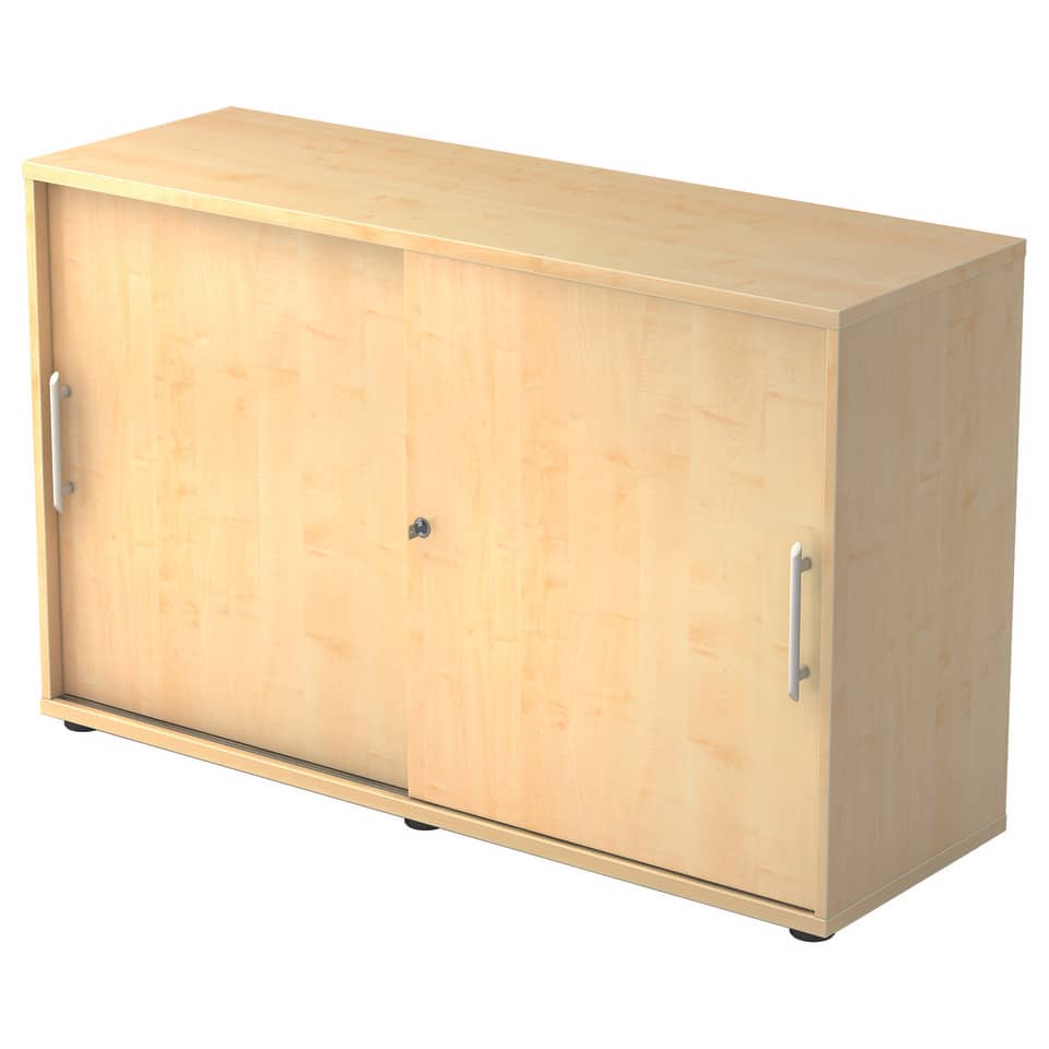 Hammerbacher Schiebetürschrank - 2OH, 120 cm, Relinggriff, Ahorn/Ahorn